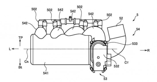 Rysunki patentowe turbodoładowanego motocykla Suzuki