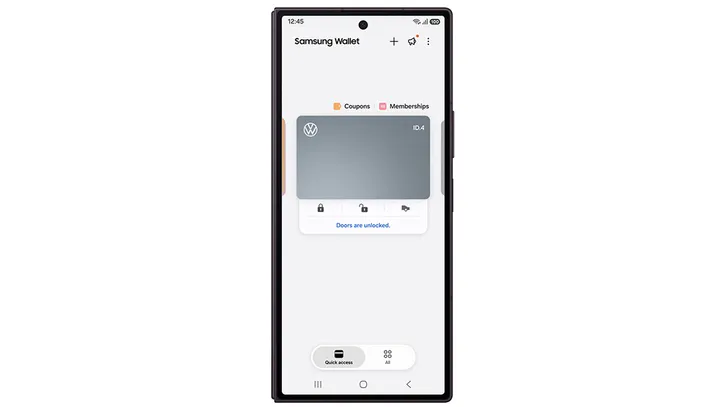 Samsung Wallet z kluczykami do Volkswagena (fot. Samsung)